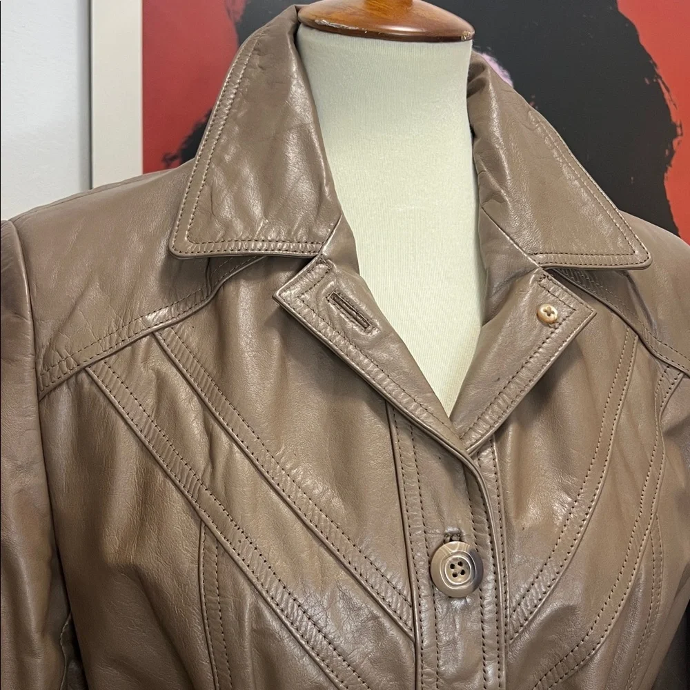 70’s Taupe Brown Genuine Wilson’s Leather Jacket - Picture 4 of 17